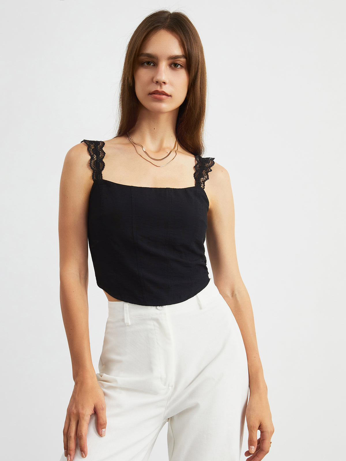 Lace Strap Crop Corset Top