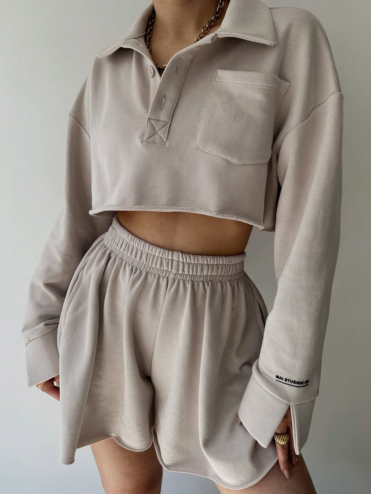 Athflow Long Sleeve Two Piece Shorts Set