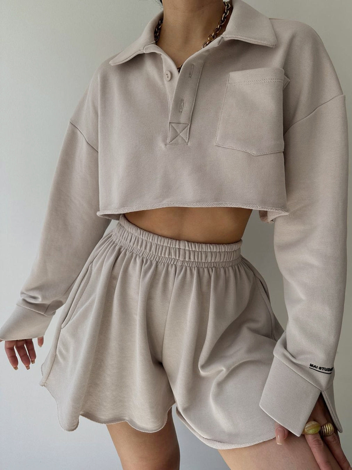 Athflow Long Sleeve Two Piece Shorts Set