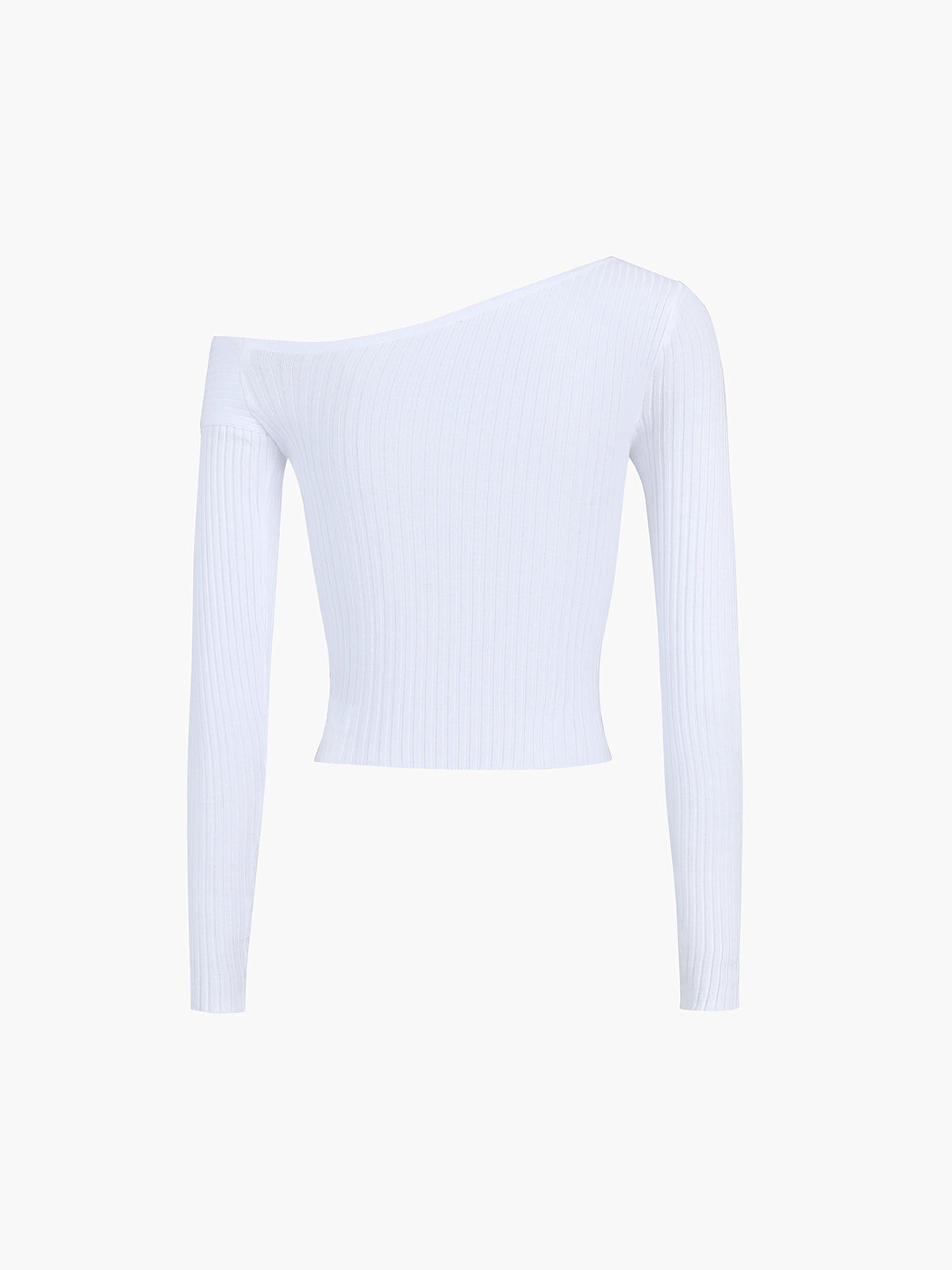 Asymmetric Off Shoulder Rib Long Sleeve Top