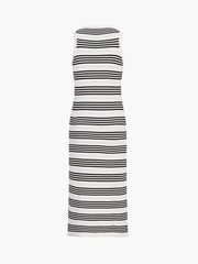 Stripe Eyelet Long Dress