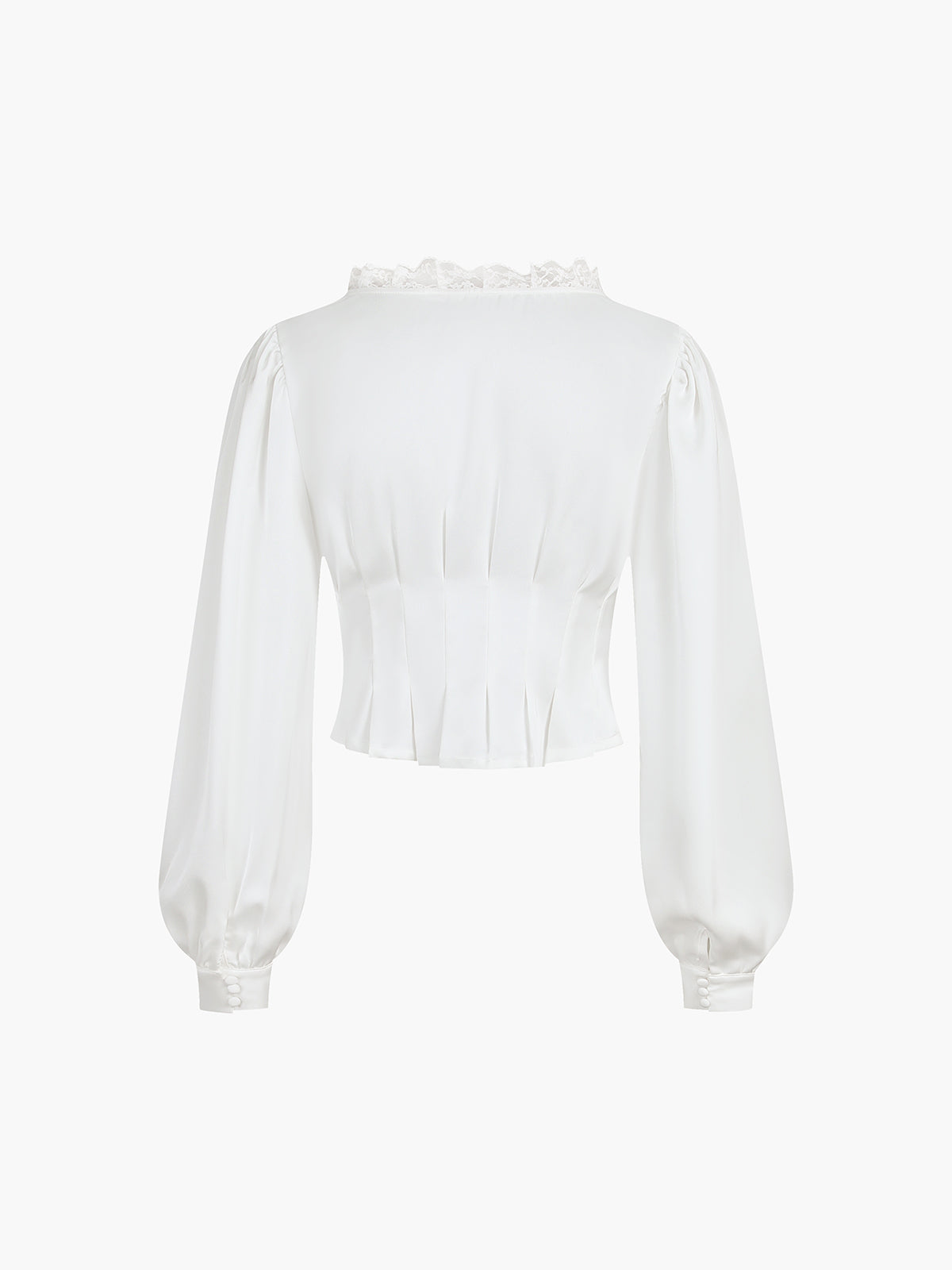 Lace Trim Puff Sleeve Corset Crop Blouse