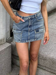 Street Faded Denim Skirt