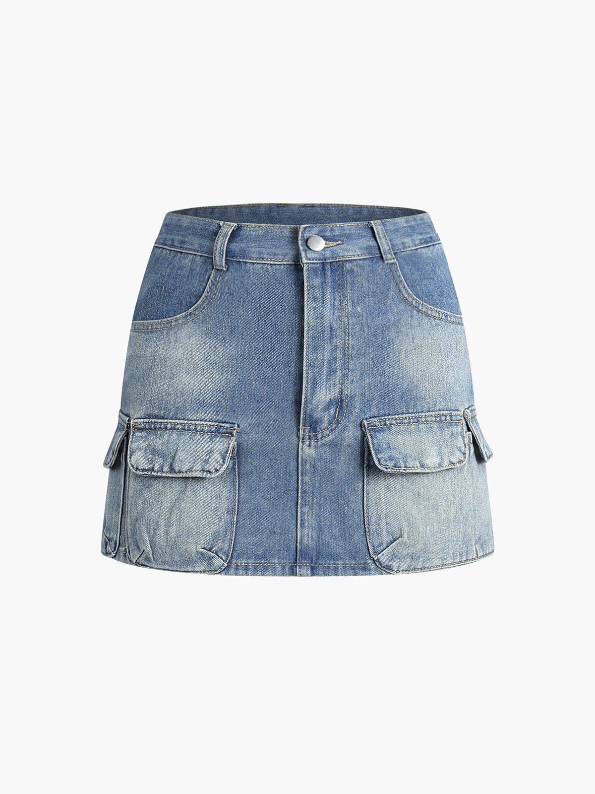 Street Faded Denim Skirt