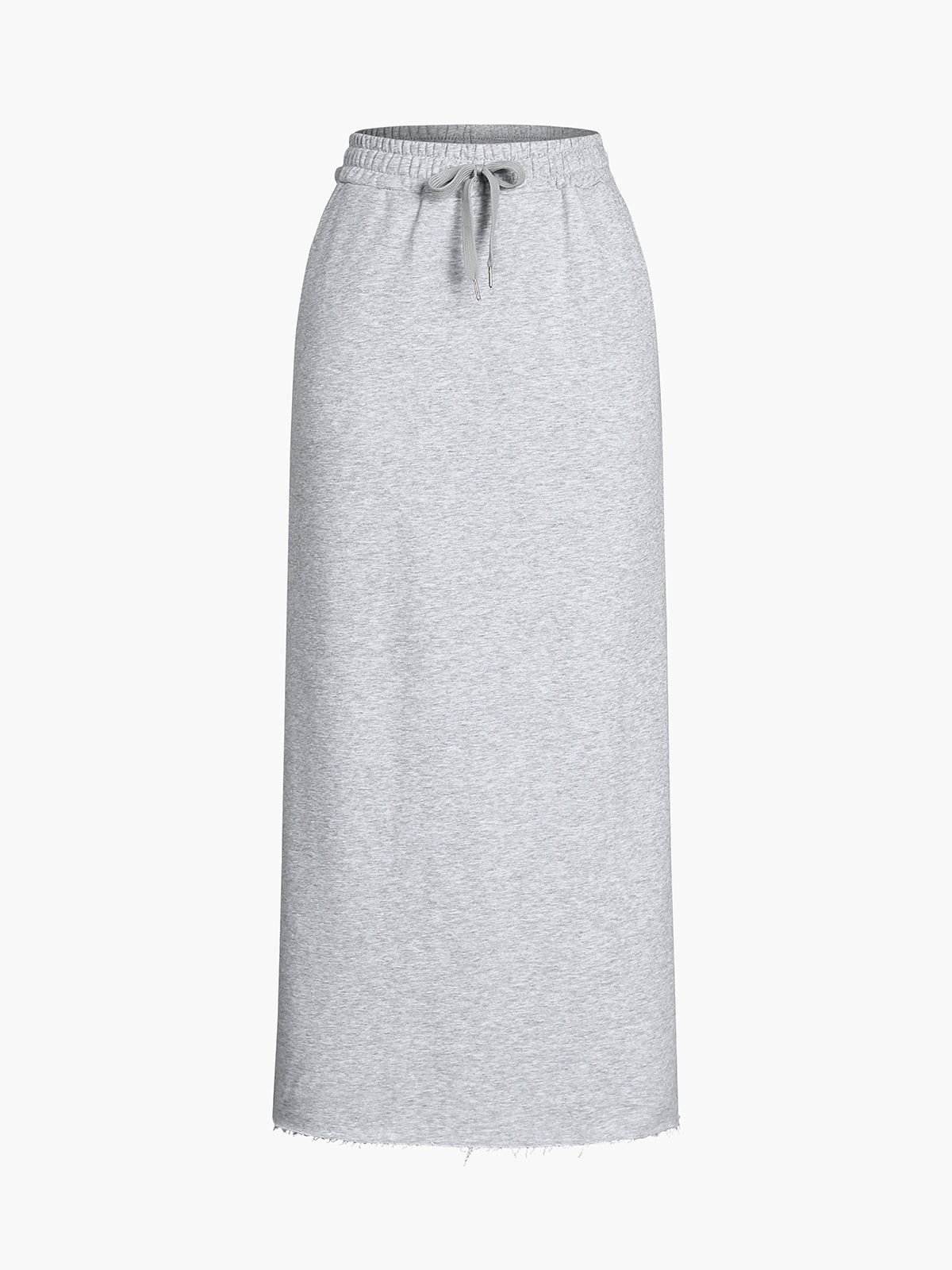 Pockets Raw Hem Drawstring Maxi Sweatshirt Skirt