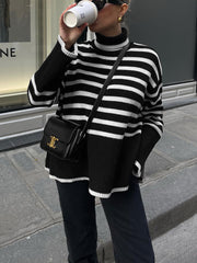 Parisian Stripe Mock Neck Sweater