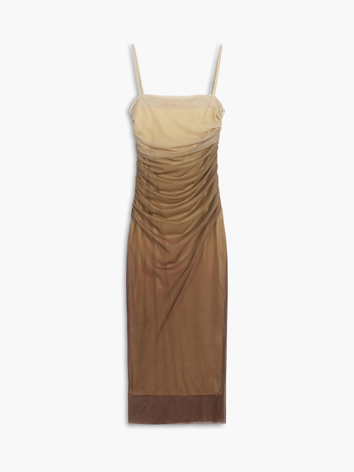 Cappuccino Ombre Mesh Zippered Long Dress