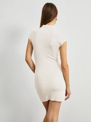 Mock Neck Cap Sleeve Short Dress