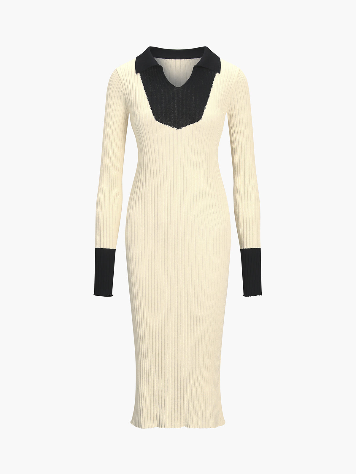 Oreo Rib Long Sleeve Long Sweater Dress