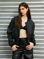 Never Settle Faux Leather Jacket