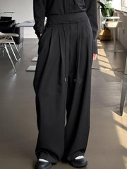 Effortless Drawstring Pleat Wide Leg Pants