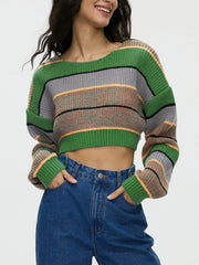 Indie Aesthetics Stripe Crop Sweater