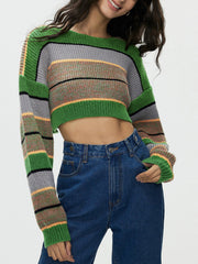 Indie Aesthetics Stripe Crop Sweater