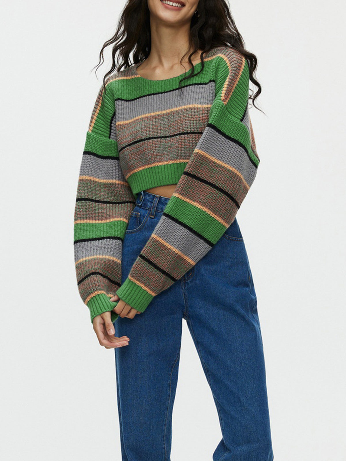 Indie Aesthetics Stripe Crop Sweater