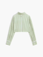 Greeness Pinstripe Crop Shirt