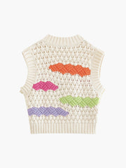 Colorful Clouds Side Buttoned Sweater Vest