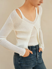 Ribbed Double Layered Knit Top