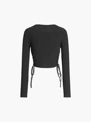 Drawstring Ruched Crop Sweater