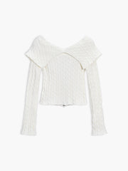 Collared Cable Knit Zippered Cardigan