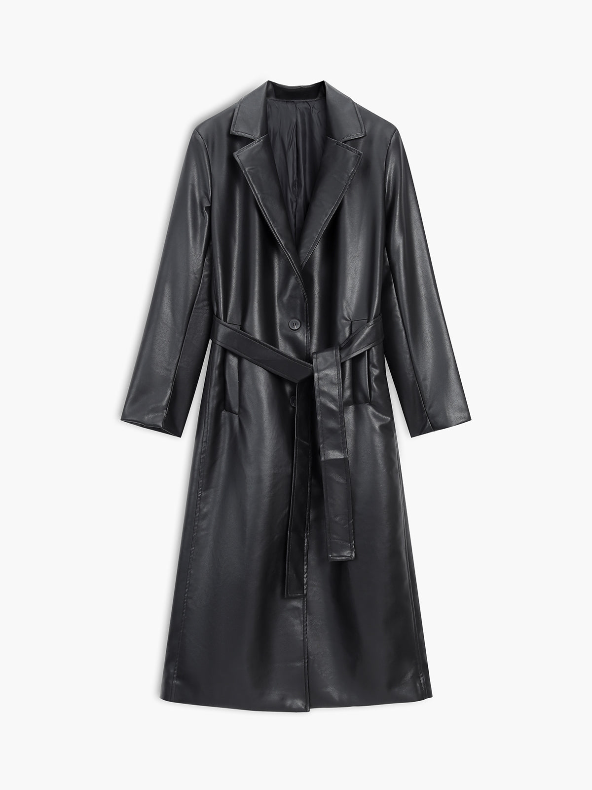 Faux Leather Trench Coat