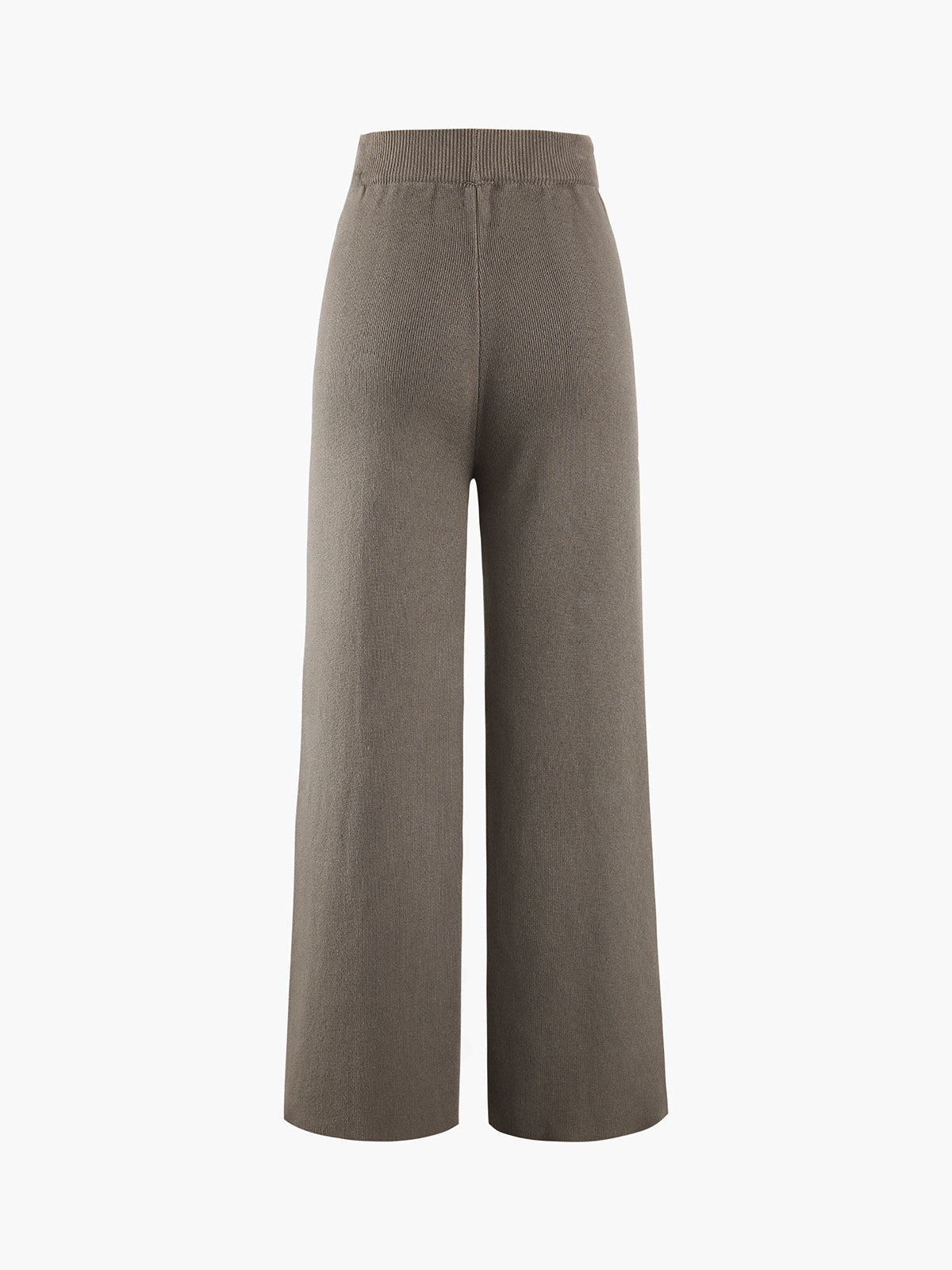 Solid Rib Drawstring Wide Leg Pants