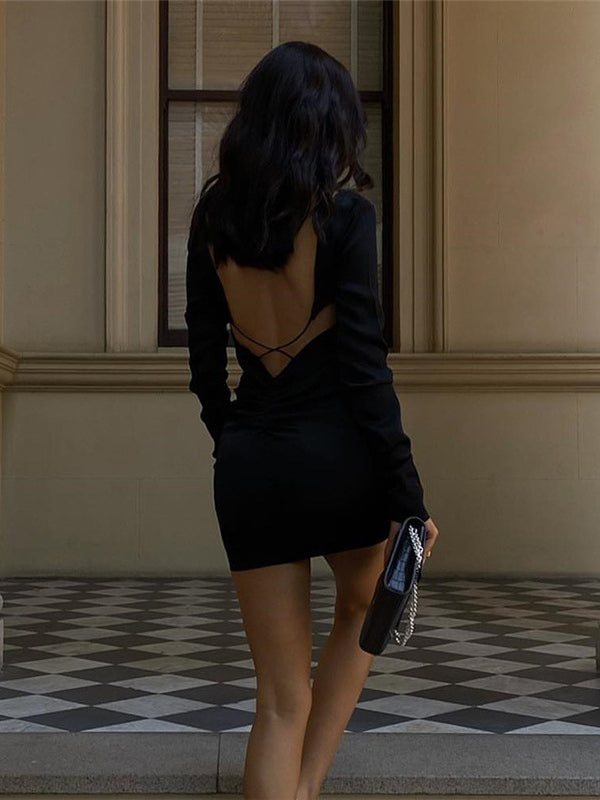 Iconic Image Open Back Ruched Short Dress