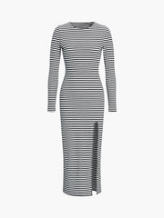 Know Your Worth Long Sleeve Stripe Midi Dress