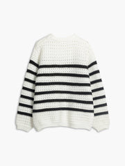 Know Your Worth Eyelet Stripe Sweater