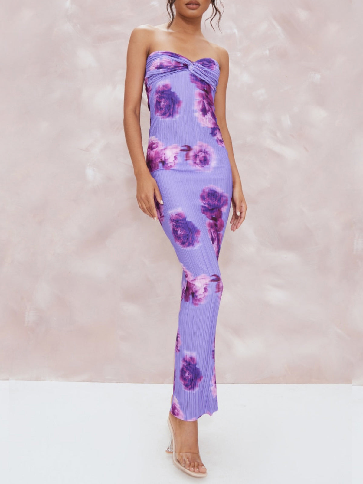 floral plisse twist tube long dress PQ Swim Paradise Bloom Sofia Tube Dress XS/S / floral