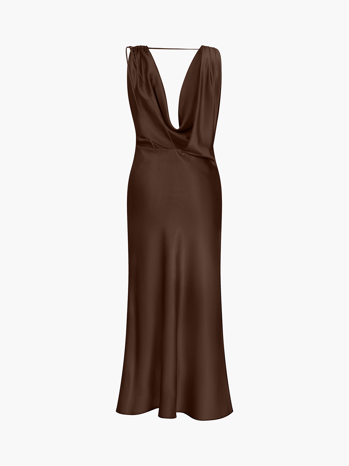 Aperol Spritz Cowl Neck Satin Midi Dress