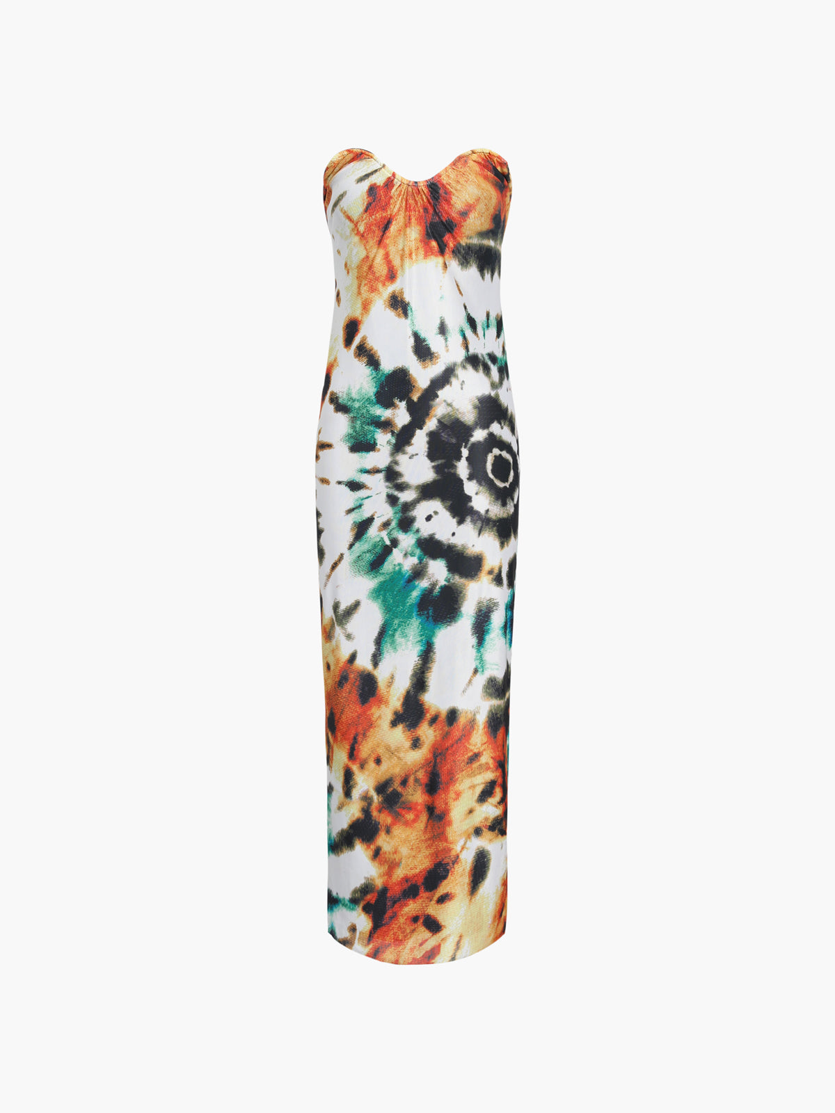 Tie Dye Ripple Mesh Tube Long Dress