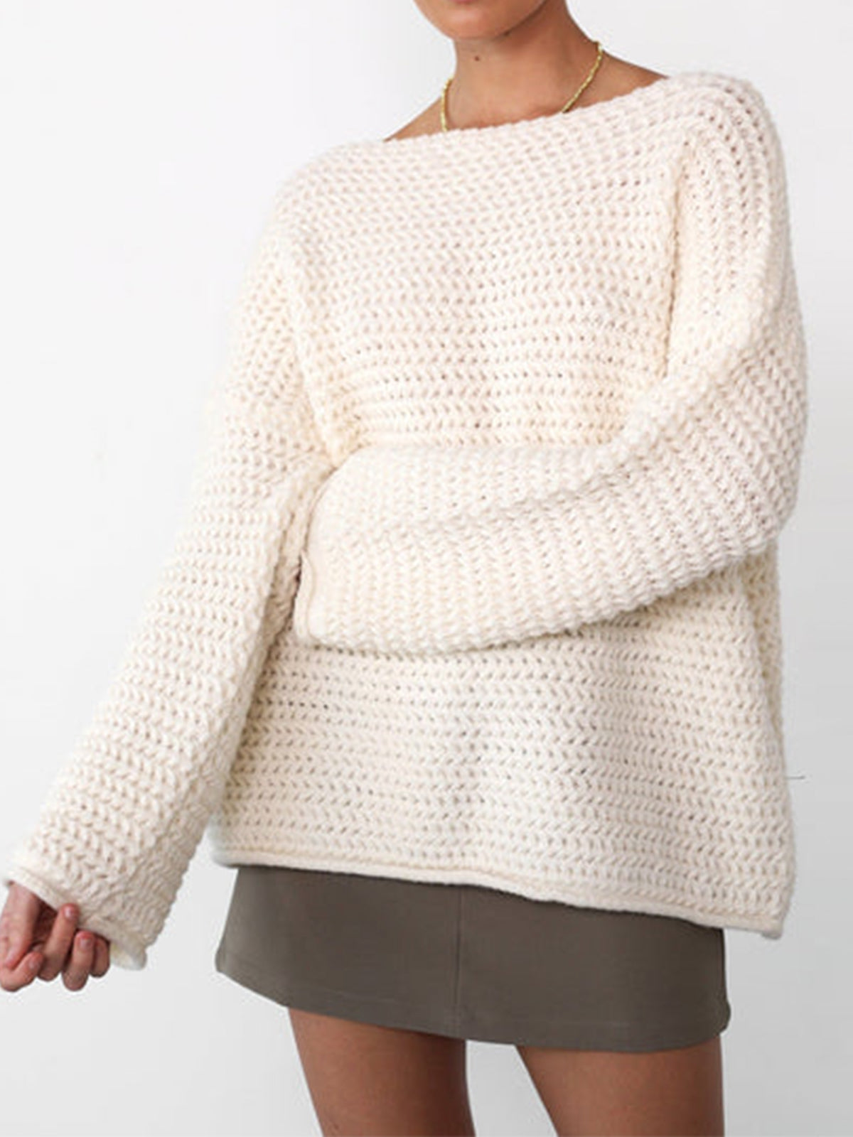 Vanilla Boat Neck Oversized Sweater