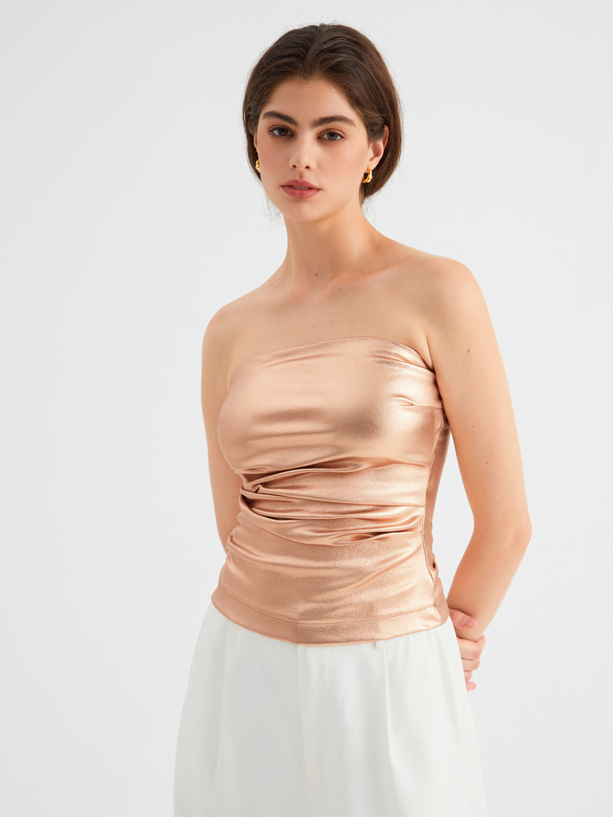 One More Chance Metallic Crop Tube Top