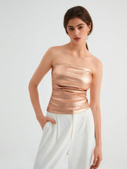 One More Chance Metallic Crop Tube Top