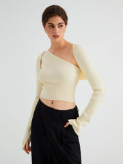 Bolero One Shoulder Two Piece Crop Sweater Set