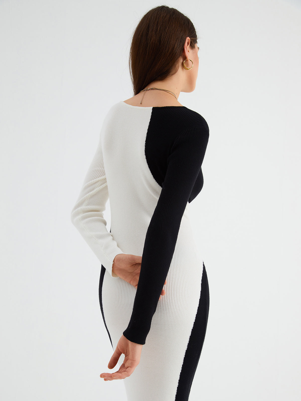 Oreo Two Tone Long Sweater Dress