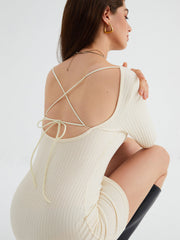 Open Back Rib Short Dress