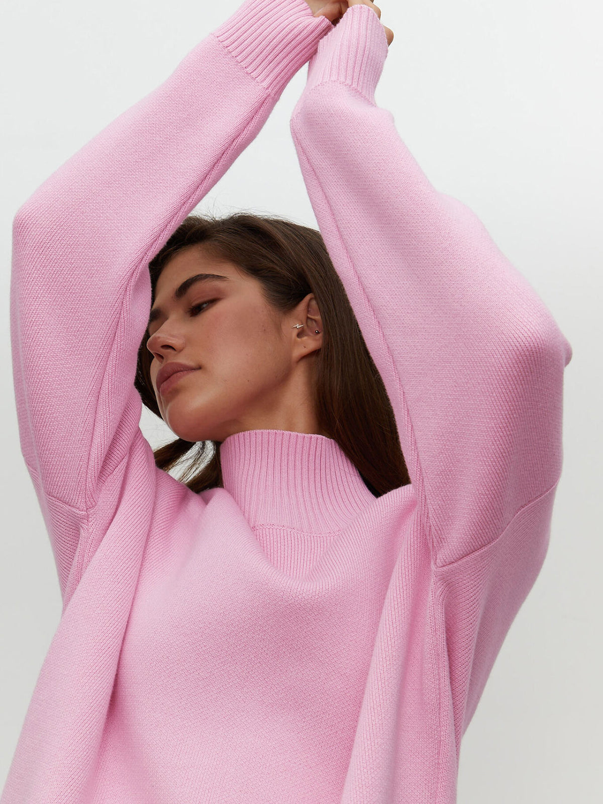 Oversized Barbiecore Mock Neck Sweater