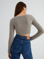 Eyelet Twisted Crop Sweater