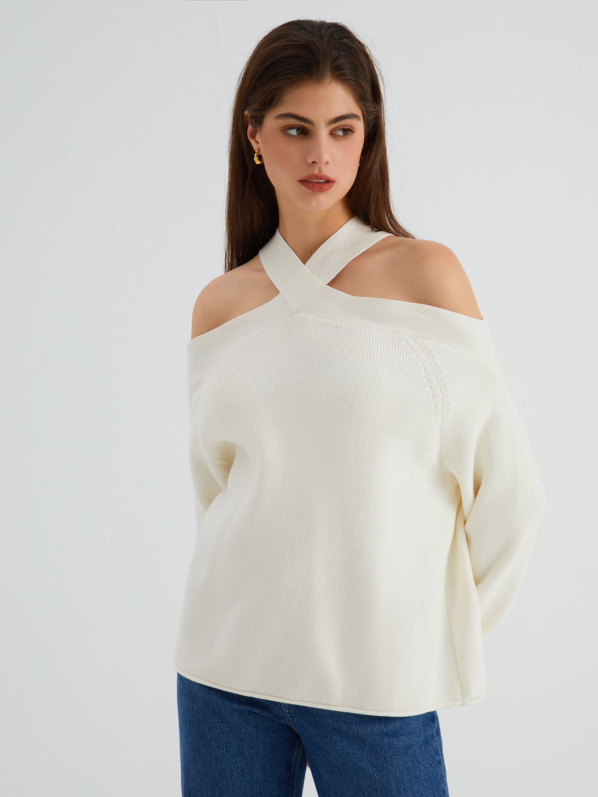 Halter Off Shoulder Oversized Sweater