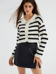 Wear Your Stripe Collared Crop Cardigan