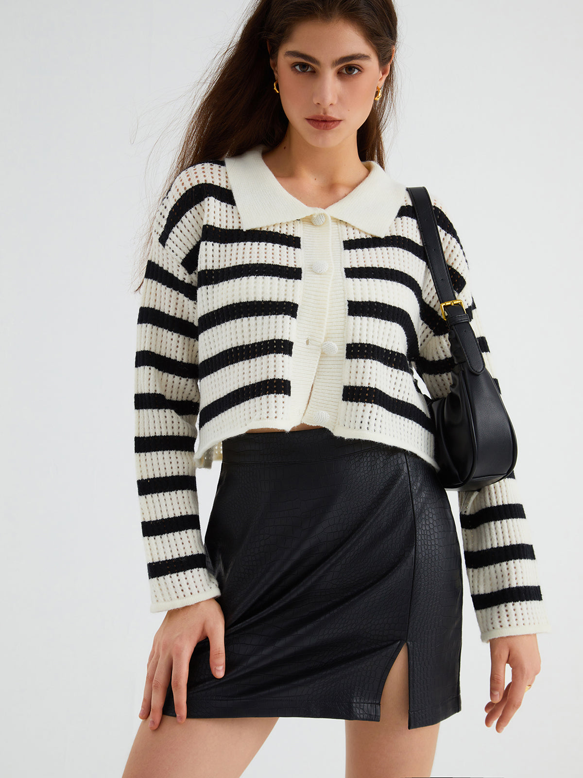 Wear Your Stripe Collared Crop Cardigan