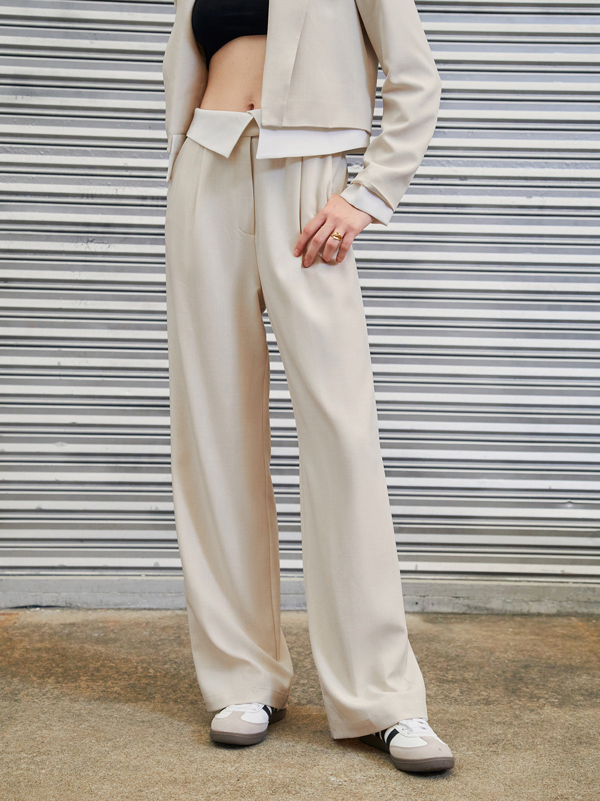 Release Me Fold Over Waistband Wide Leg Pants