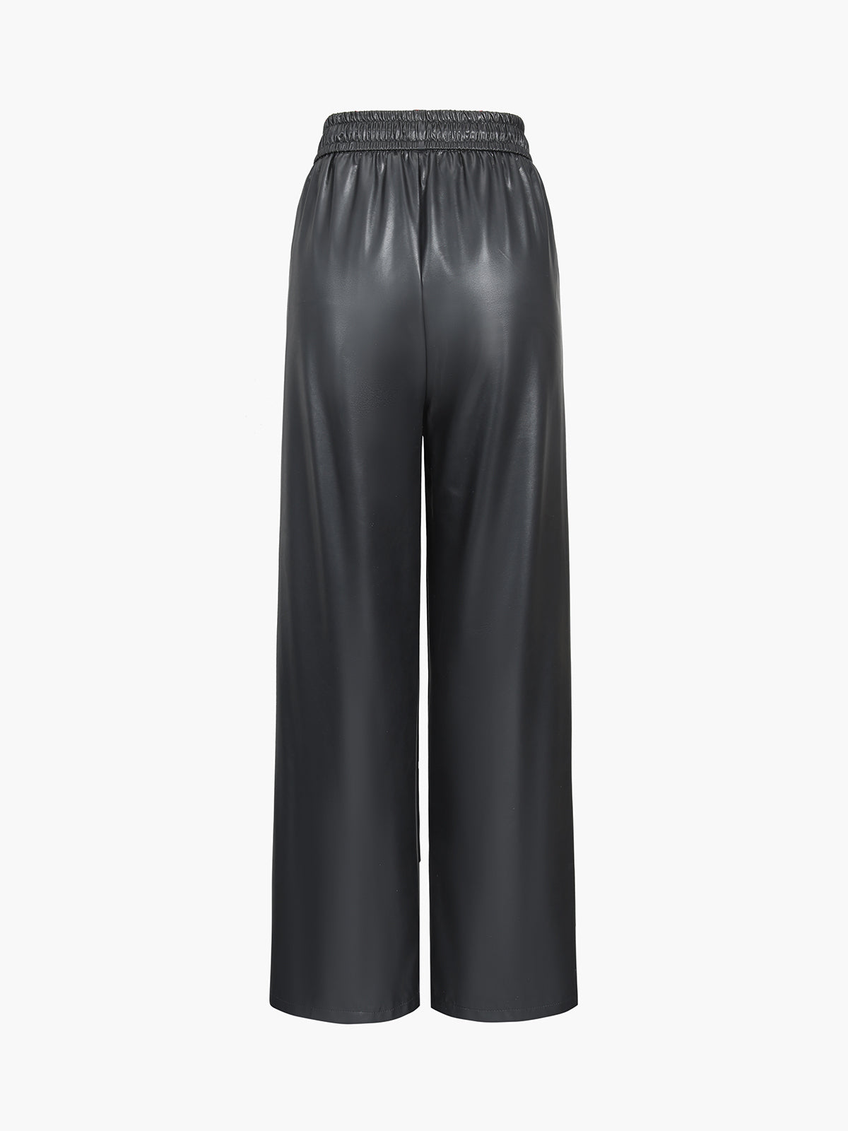 Drawstring Faux Leather Straight Leg Pants