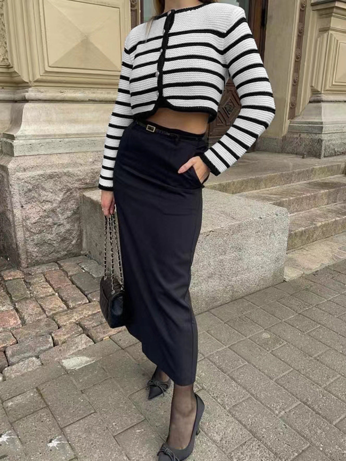 Old Money Aesthetics Stripe Cardigan