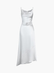 Hold Me Tight Cowl Neck Satin Long Dress