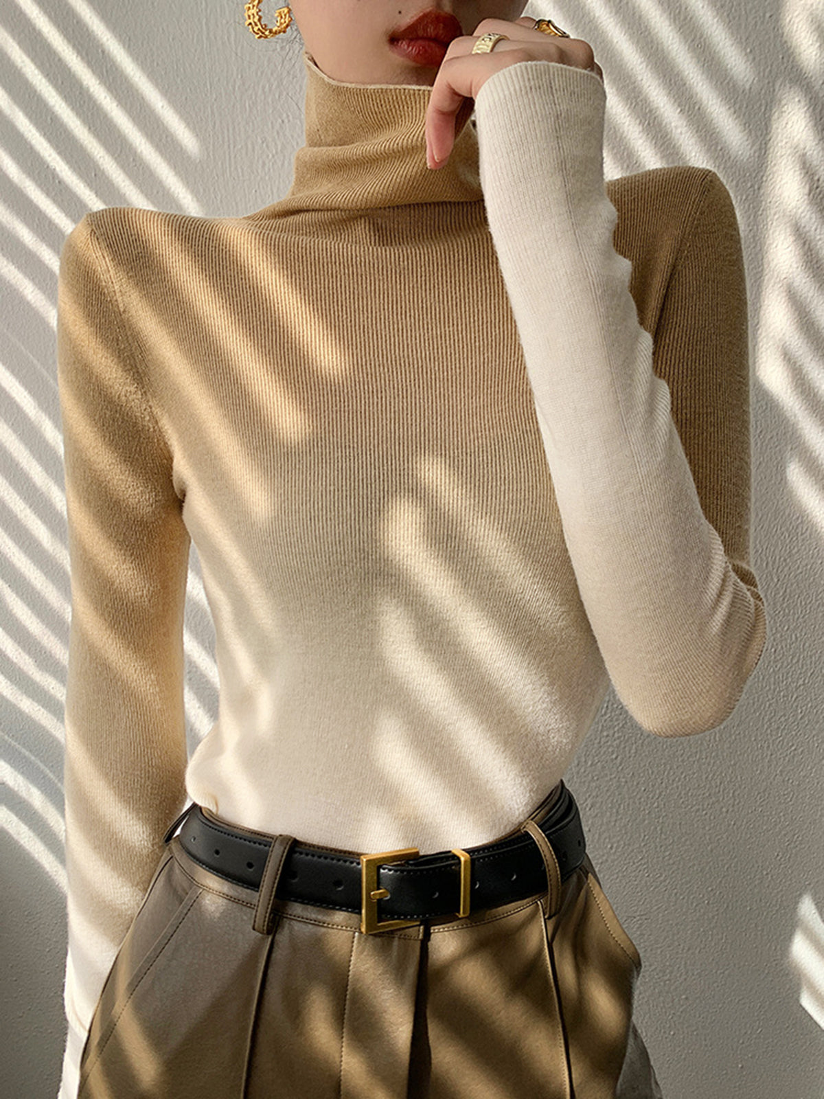 Omber Terracotta Turtleneck Sweater