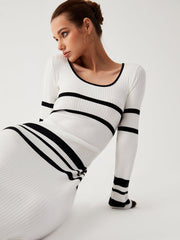 Stripe Long Sleeve Sweater Dress