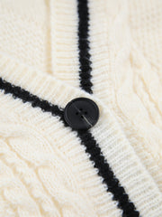 The New Way Contrast Trim Cable Knit Cardigan