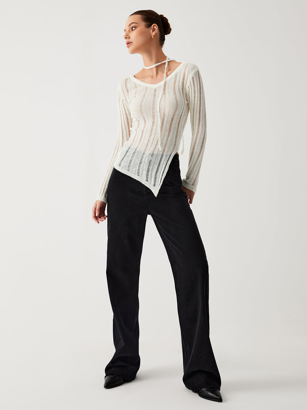 Effortless See Through Open Knit Top